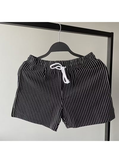 اشتري Summer Striped Shorts Casual Mens Trendy Black في السعودية