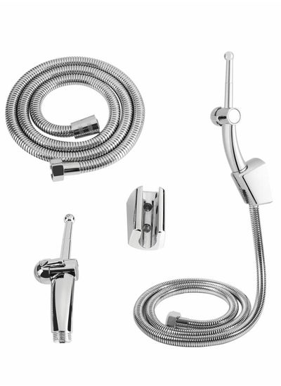 Buy Handheld Bidet Sprayer Hose Wall Holder Kit, Multi-Functional Wall Mount Toilet Sprayer Set Precise Pressure Control Spray with Hose and Bracket Holder for Personal Hygiene in UAE