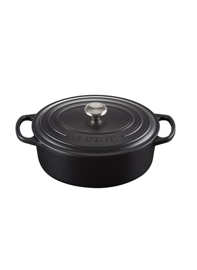 Buy Le Creuset Signature Satin Black Cast Iron 29cm Oval Casserole (Black Interior) in UAE