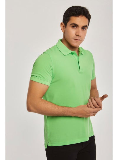 اشتري Basic Short Sleeve Regular Fit Garment Dye Cotton Polo Shirt for Men في مصر
