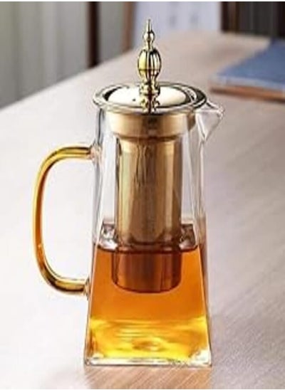 اشتري Clear Borosilicate Glass Teapot with Tea Infuser for Loose Tea, Heat Resistant and Dishwasher Safe -450ml في مصر