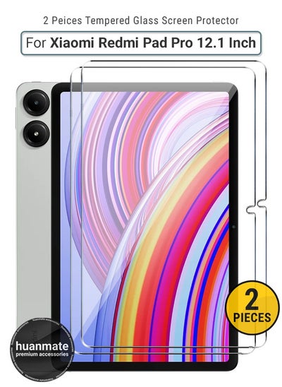 Buy 2 Pieces Tempered Glass Screen Protector For Xiaomi Redmi Pad Pro 12.1 Inch – High Transparency, Delicate Touch, Anti-Explosion, Smooth Arc Edges, Easy Installation, Screen Protector for Xiaomi Redmi Pad Pro 12.1 Inch in Saudi Arabia