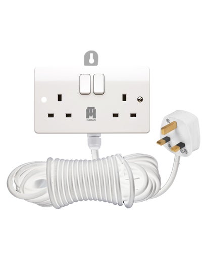 Buy Hassan Electrical Extension Terminator with White Heavy Duty wire Double Socket in UAE