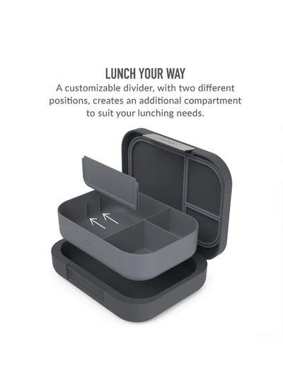 Buy 4 Compartments Modern Adult Lunchbox 850 Ml Dark Grey in UAE