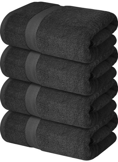 اشتري Premium Bath Towels Set Pack of 4-100% Ring Spun Cotton Towels - Grey Bath Towels 68cm x 137cm - Soft Feel, Quick Dry, Highly Absorbent Durable Towels, Perfect for Daily Use by Infinitee Xclusives في الامارات