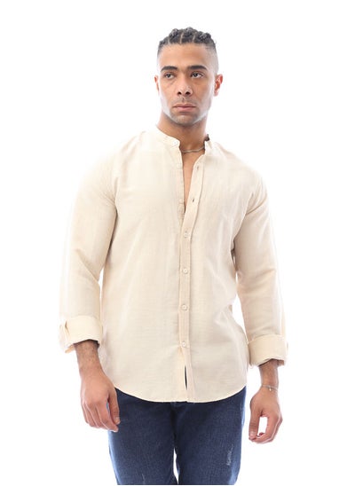 Buy Casual Long Sleeves Linen Shirt - Beige in Egypt