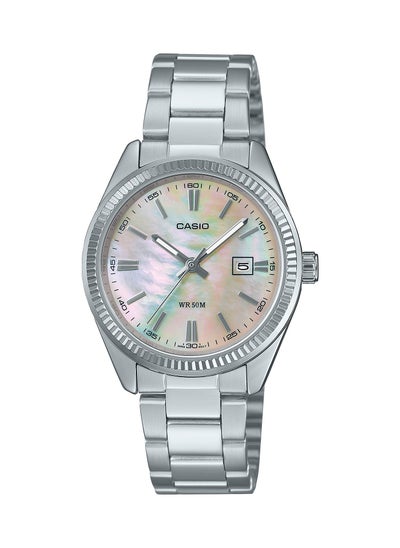 Buy Mother Of Pearl Dial Analog Stainless Steel Ladies Watch LTP-1302DS-4A in UAE