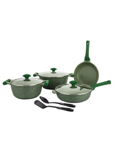 Buy Prestige Essentials 9pcs Pots and Pans Set | Nonstick Cookware Sets |  Granite Pots Set | Kitchen Induction Pots and Pans Cooking Sets | Pan Sets for Cooking - Green in UAE