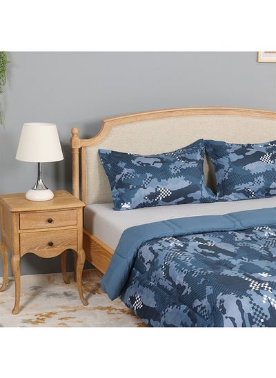 اشتري Camo Printed Comforter Set, Blue في الامارات