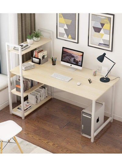 اشتري Home Office Computer Desk with Bookshelf Modern Simple Study Table 110x60x111cm في السعودية