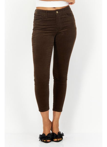 اشتري Women Textured Corduroy Pants, Brown في الامارات