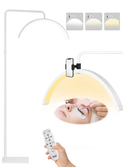 Buy Eyelash LED Floor Light, Half Moon Lamp for Lash Extension, Lighting for Beauty, Skincare, Lashes, Eyebrows, Filming Content Creation, with Adjustable Brightness & Height, White in Saudi Arabia