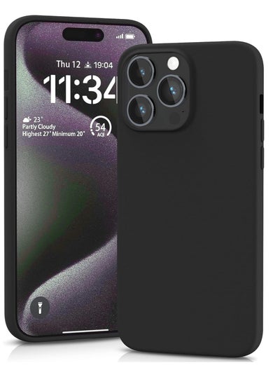 اشتري ELTRAZONE Silicone Case for iPhone 15 Pro Max, Soft-Touch, Shockproof, DustProof, Antiskid Full Body Armour Phone Cover for Apple iPhone 15 Pro Max - Black في الامارات