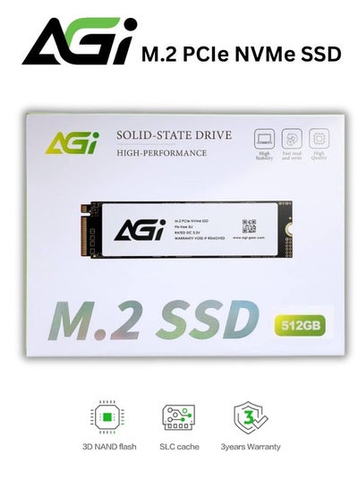 اشتري AGI M.2 2280 NVMe SSD AI198 لأجهزة الكمبيوتر المحمول المكتبية | 512 جيجابايت في الامارات