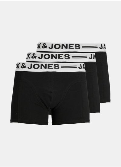 Buy Pack of 3 - Logo Detail Elastic Waistband Trunks in Saudi Arabia