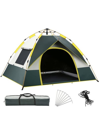 اشتري Camping Tent - 3-4 Person Family Tent Instant Easy Set up Tent with Carry Bag, Waterproof Windproof Pop Up Tent for Camping, Hiking, Mountaineering في السعودية