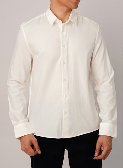 Buy Men’s Winter Shirt Long Sleeves Collared Neck – Bright White in UAE