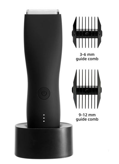 Buy Men Waterproof Rechargeable Cordless Wireless Body Hair Trimmer with Dock Charger Body Leg Beard Underarm Hair Shaver Trimmer in UAE