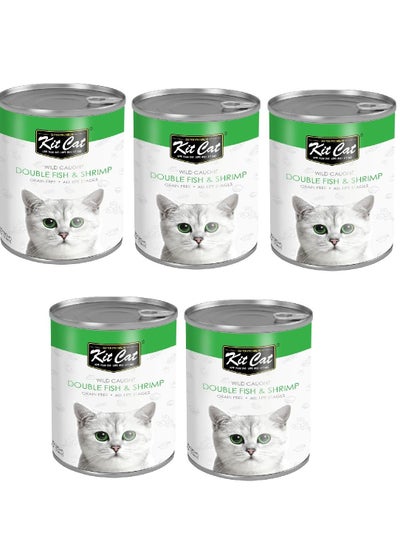 Buy Kit Cat Wild Caught Double Fish And Shrimp Cat Wet Food 5X400g in UAE