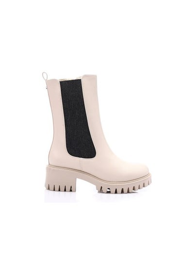 Buy Women's elastic side panel round toe half boots in Egypt