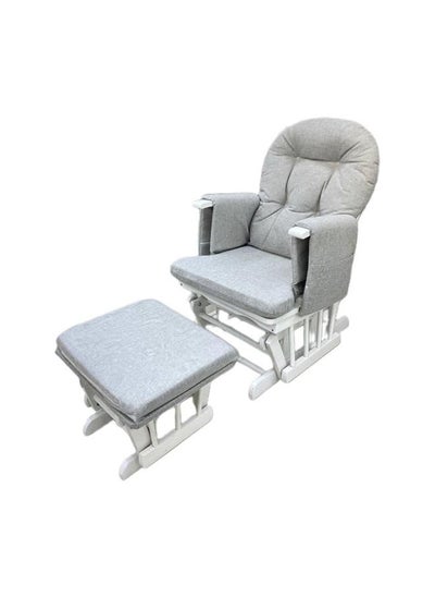 Buy Nursing Chair Cushions With Storage Pocket, Smooth Rocking Motion, Easy To Assemble, Solid Hardwood Base Light Grey in UAE