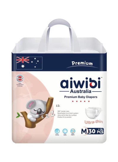 Buy Aiwibi Premium Baby Diapers,Size M 6-9KG 30 Pieces in UAE