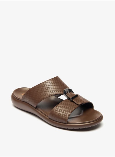 اشتري Textured Slip-On Sandals with Buckle Detail في الامارات