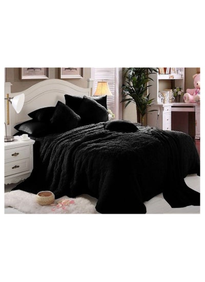 اشتري COMFY SET OF 6 PC FAUX FUR SOFT & FLUFFY PREMIUM COMFORTER SET BLACK في الامارات