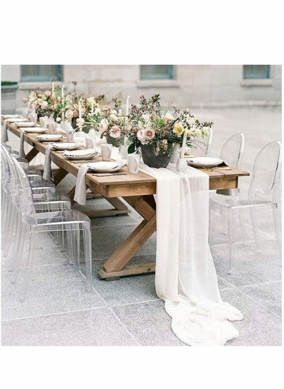 Buy White Chiffon Table Runner for Wedding - White Table Runner, Sheer Party Decor, Rustic Runners for Bridal Baby Shower Decorations 10ft in UAE