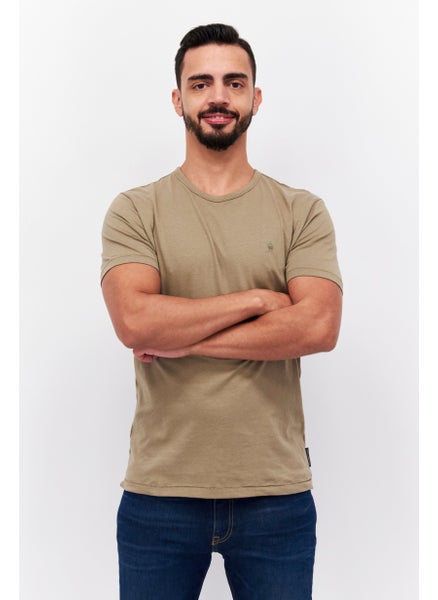 Buy Men 3 Pieces Crew Neck Short Sleeves Plain T-Shirt, Purple/Olive/White in UAE