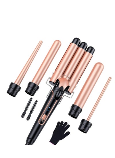 Buy 5 in1 Hair Curling Wand Set with 5 Interchangeable Ceramic Barrel in UAE