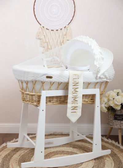 Buy Portable Baby Moses Basket Cot With Durable Rocking Stand (off white) in Saudi Arabia