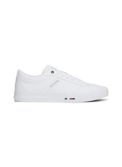 Buy Men's Leather Logo Lace-Up Trainers, White - Leather in Saudi Arabia