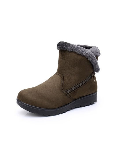 Buy Women's New Warm Snow Boots Cotton Army Green in UAE