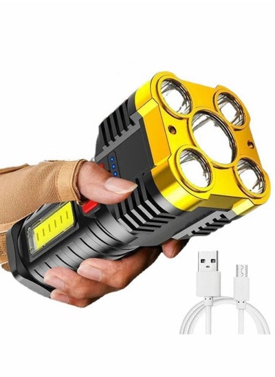 Buy Torches Led Super Bright, Five-Nuclear Explosion LED Flashlight Strong Light Rechargeable, Led Spotlight Flashlight Portable Powerful Searchlight with 4 Lighting Modes in Saudi Arabia