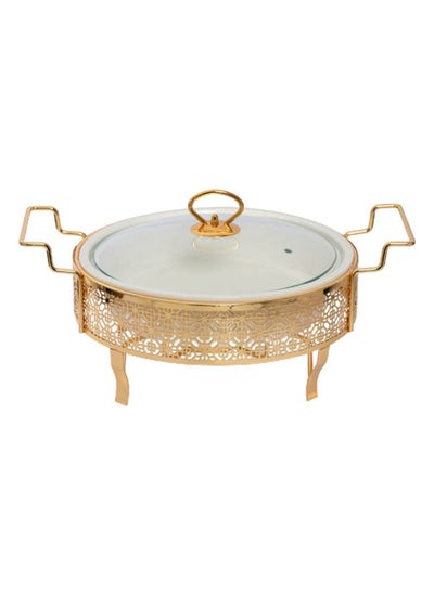 Buy Trendy/B Round Casserole, White, Gold & Clear - 26.5 cm in UAE