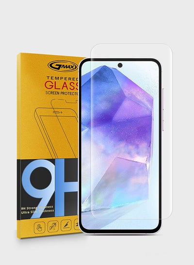 Buy HD Tempered Glass Screen Protector for Samsung Galaxy A55 2024 - Anti Reflection Anti Bubbles 9H Hardness 0.33 mm Rounded Edges Easy Installation in Saudi Arabia