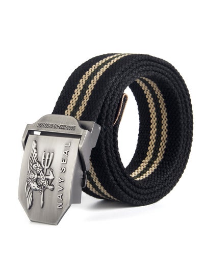 Buy NAVY SEAL Canvas Military Belt for MenBlack Stripe Black Stripe in Saudi Arabia