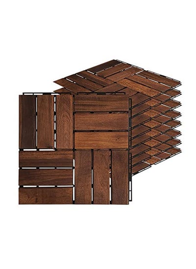 اشتري Hometaste Hardwood Interlocking Patio Deck Tiles (Pack Of 10, 12 X 12 ), Acacia Wood Deck Tiles Interlocking Outdoor, Patio Tiles Outdoor Interlocking Waterproof All Weather. في الامارات