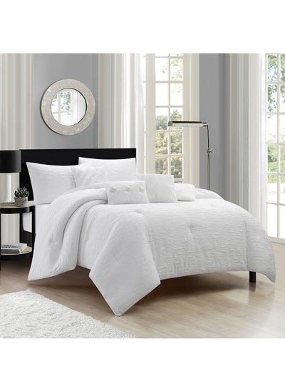 اشتري Allure Slavia 7 -Piece Super King Comforter Set 260X260 Cm White في الامارات