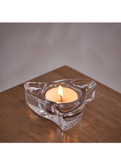 Buy Ezra Clear Glass Tealight Candle Holder 8 x 2.2 x 8 cm in Saudi Arabia