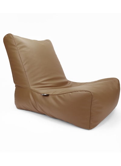 Buy Luxe Decora Sereno Recliner Lounger Faux Leather Bean Bag with Filling Brown in UAE