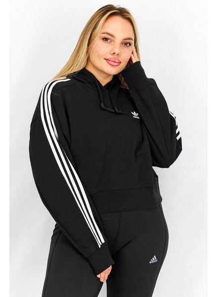 Buy Women Sportswear Fit Long Sleeve Brand Logo Hooded Sweatshirt, Black in UAE