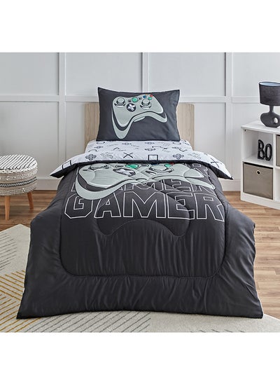 اشتري Gaming Gamer 2-Piece Microfibre Single Comforter Set 135 x 220 cm في الامارات