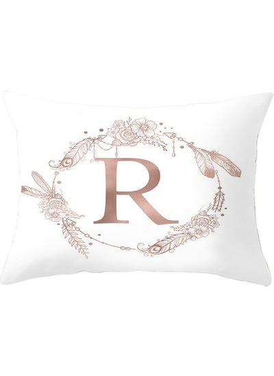 Buy R Letters Printed Throw Pillow Cover White 30 X 50cm in UAE