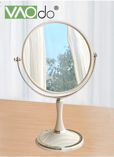 Buy Double-Sided Makeup Mirror 3 Times Magnification On One Side 360° Rotation Detachable Base Hand-Held Desktop Mirror With Bracket Bathroom Shaving Mirror 23*33.5*13CM in Saudi Arabia