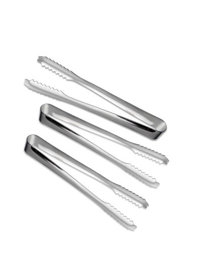 Buy 3Pieces Silver 7Inch Stainless Steel Kitchen Tongs Utensils Food Tongs Heavy Duty Serving Appetizers Clipping Toast Bread Grilling Buffet Ice Pastry Sandwich Barbecue For Tea Party Coffee Bar Kitchen in UAE