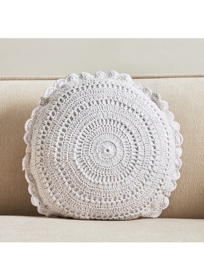 Buy White Haven Velin Croatia Stripe Round Filled Cushion 40 x 40 cm in Saudi Arabia