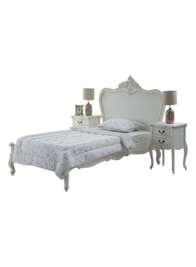 اشتري Rose Single Comforter Set, White & Grey - 210TC, 150x200 cms في الامارات