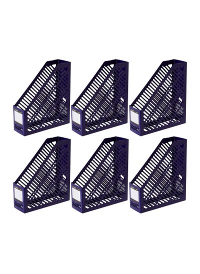 Buy 6-Piece A4 Size Plastic Magazine Holder Blue in UAE